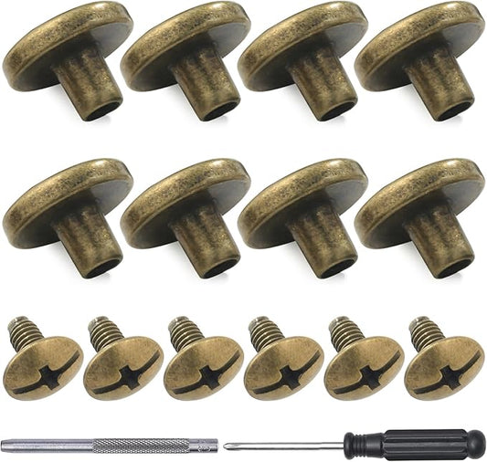 YORANYO 30Sets Chicago Screws Leather Rivets Screw Rivets Metal Studs for Clothing Chicago Binding Screws Spike and Studs for Decorate Repair Shoes Belts Bags Purse Dog Collars Leather Craft (Bronze)