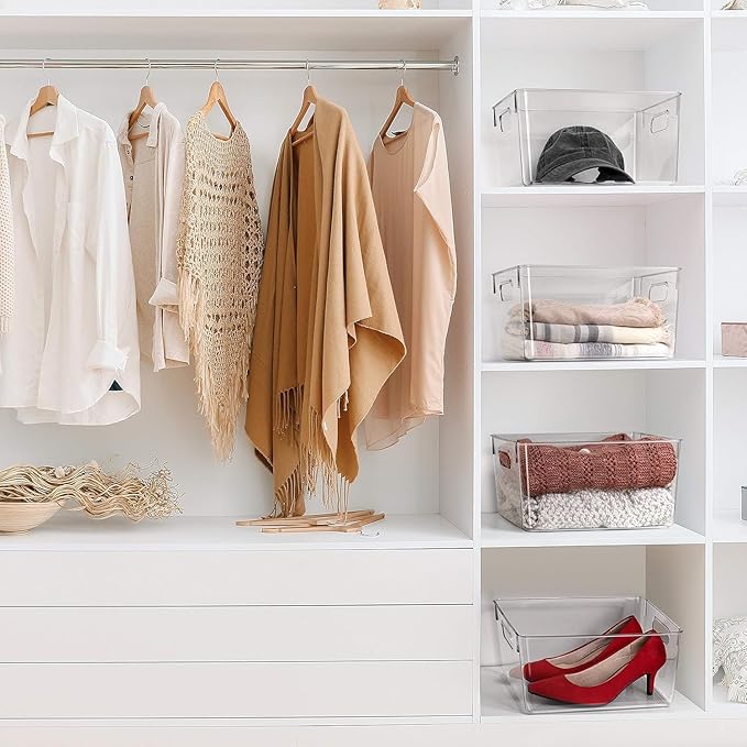 Ytteve Large - 3 Pack Clear Plastic Storage Bins – Pantry Organizers & Storage Containers, Cabinet Organizer - Home Organization Must Haves for Kitchen, Laundry Room, Office, Closet, Garage & Freezer