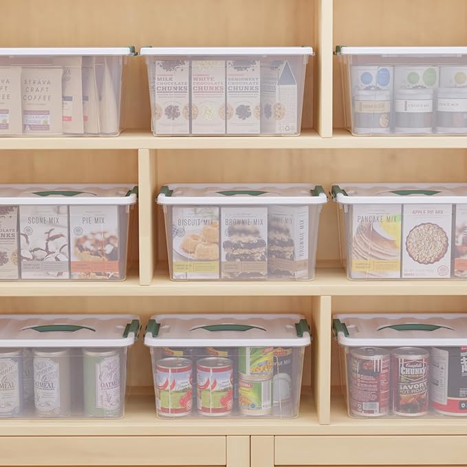 14 Qt Latching Storage Box, Multipurpose Stackable Storage Container Tote for Home or Office Organization, Clear (8 Pack)