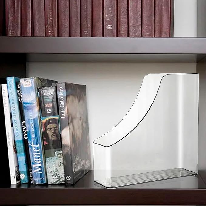 Vertical File Holder Clear PET Desk Organizer and Storage Bins Holding for Magazines Binders Notebooks Envelopes File Organizer for Desk Multi-purpose Plastic Document Organizer Work Desktops
