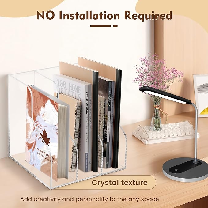 Werhoo A4 Thickened Acrylic Desk Organizer with 3 Vertical Compartments, Scratch-Resistant Pads