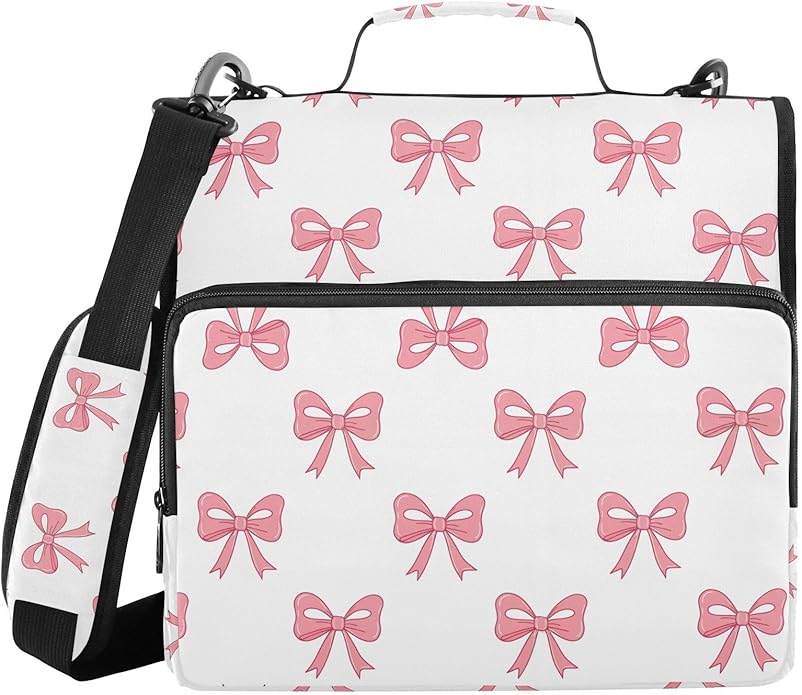 Zipper Binder Bag 3 Ring File Folder Portfolio Organizer Zippered Binder Bags with Strap Fits Laptop Women Men