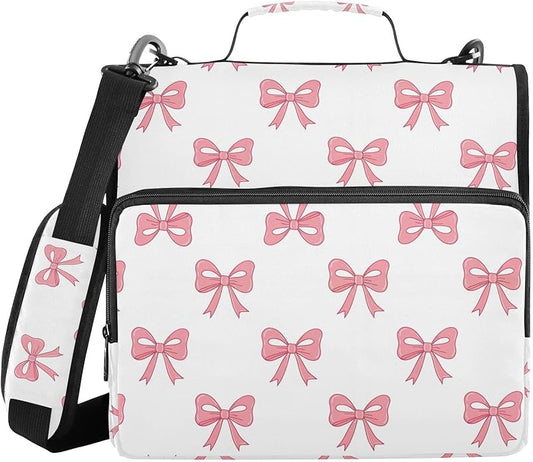 Zipper Binder Bag 3 Ring File Folder Portfolio Organizer Zippered Binder Bags with Strap Fits Laptop Women Men