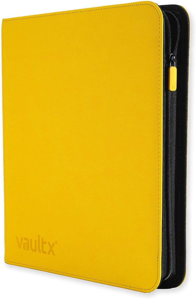 Vault X 12 XL Pocket Trading Card Zip Binder - 624 cards, Premium Exo-Tec Album Material, 26 Side-Loading Pages, Folder for Collectible Card Games, Sports, TCG (Yellow)