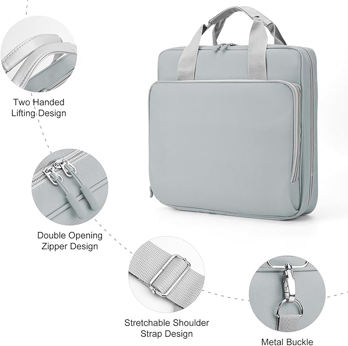 Zipper Binder with Shoulder Strap 3 Ring 2 inch Binder with Zipper, Office Organizer,500 Sheet Capacity (Gray)