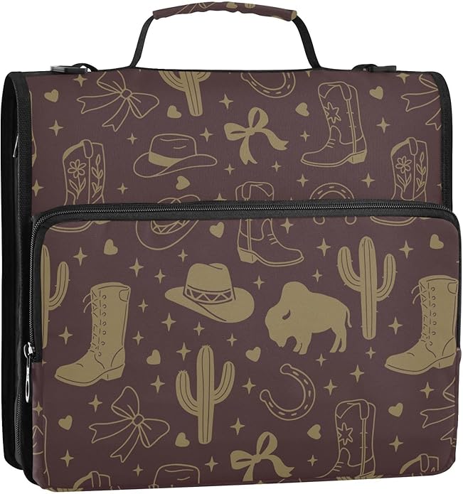 Zipper Binder Bag 3 Ring File Folder Portfolio Organizer Zippered Binder Bags with Strap Fits Laptop Women Men