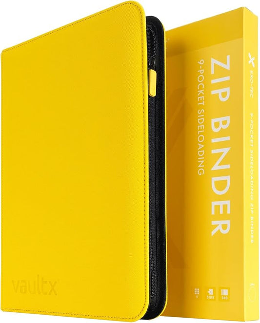 Vault X 9 Pocket Trading Card Zip Binder, 360 Cards, Premium Exo-Tec Album Material, 20 Side-Loading Pages, Folder for Collectible Games, Sports, TCG (Yellow)