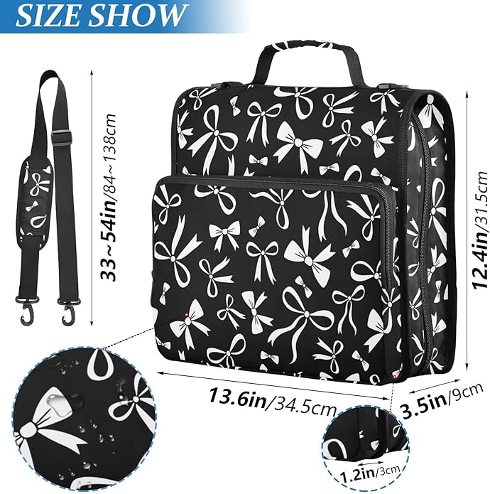 Zipper Binder Bag 3 Ring File Folder Portfolio Organizer Zippered Binder Bags with Strap Fits Laptop Women Men