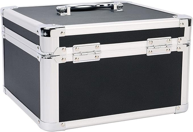 Vaultz Portable Safe Box - 10 x 10 x 6.5 Inch Large Storage Box with Lock, Mesh Pocket & Adjustable Compartments for Cash, Documents and Valuables - Black