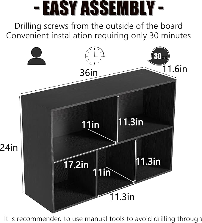 Wooden 5 Cube Storage Organizer with Closed Back Panel,White Cube Shelf Cubby Storage Organizers with Compartments for Living