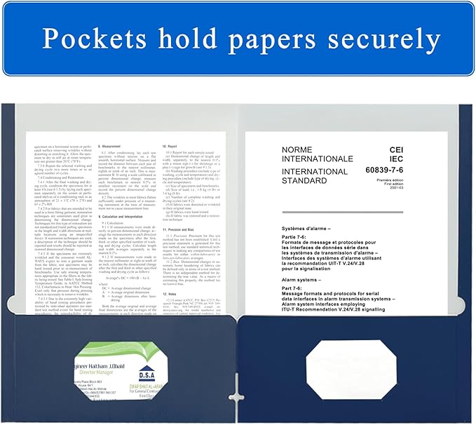 Zzrywuty File Folders with Pockets Letter Size, 50-Pack Paper Folders with Card Slot, Two Pocket Folders for School Students, Businessmen, Home and Office Workers（Old Blue）