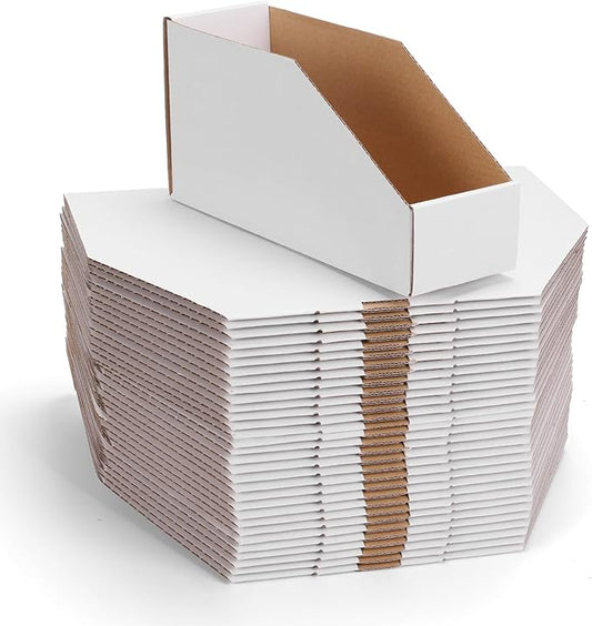 ZBEIVAN Cardboard Storage Bins Boxes 35 Packs 9.4x3x4.5 Inches, Easy Assembly Pantry Organizer Bins for Shelf, White