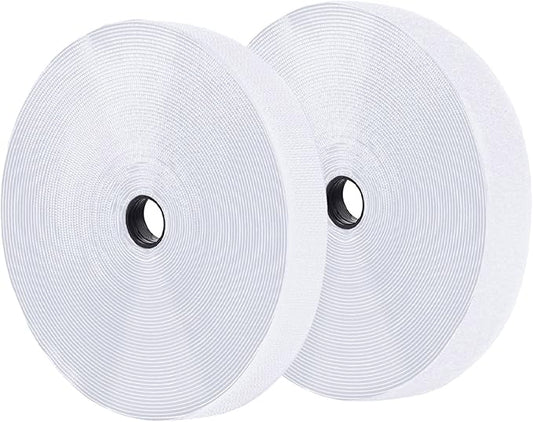 1 Inch x 82 Feet White Self Adhesive Hook and Loop Tape Sticky Back Roll, Nylon Heavy Duty Loop Strips with Adhesive, Multi-Function Hook Tape for Crafting & Wall Hanging - White
