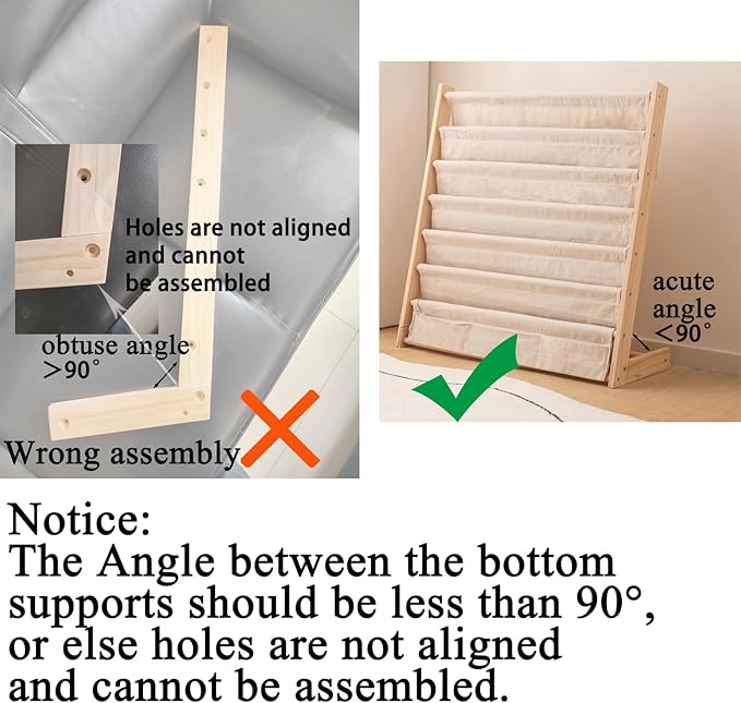 Wooden Bookshelf for Kids Wood Bookrack Canvas Book Storage Shelf Display Bookshelf 6 Tier Kids Book Rack for Bedroom Living Room Playroom Storage Organizer Natural (24.6" L x 11.81" W x 31.10" H)