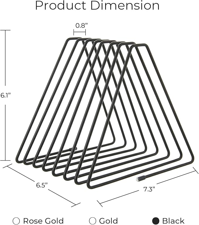 Y YOMA 1 Pack Black File Folder Racks Triangle Magazine Holder Metal File Organizer for Desk Decorative File Sorter Display Rack for Office Home, 7 Compartments