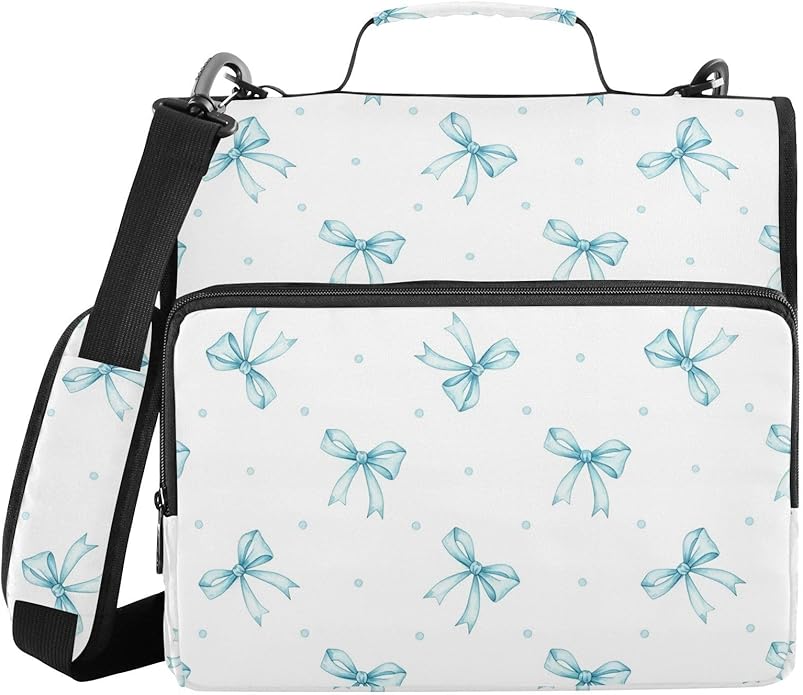 Zipper Binder Bag 3 Ring File Folder Portfolio Organizer Zippered Binder Bags with Strap Fits Laptop Women Men