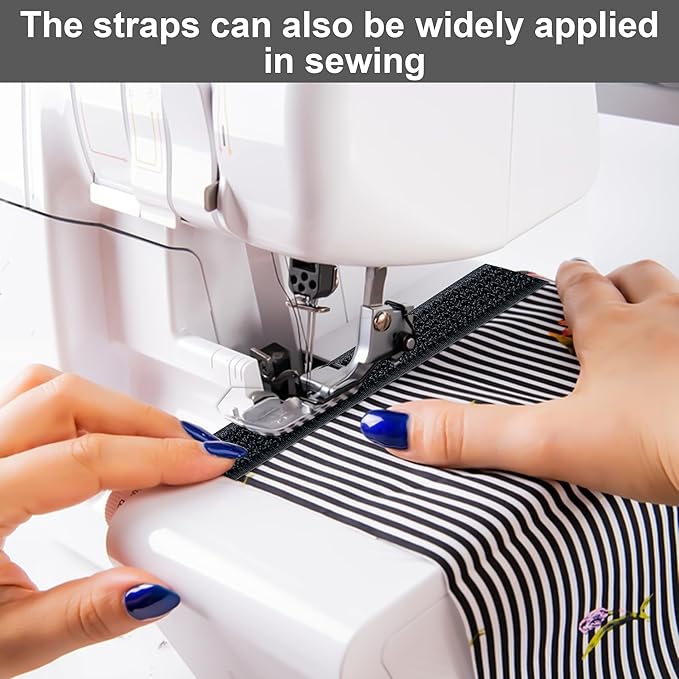 0.8" x16Ft Hook and Loop Straps with 25 Plastic Buckles, Adjustable Fastening Cable Straps, Free Cut Length, Reusable Nylon Cable Ties for Organizer or Storage, Black