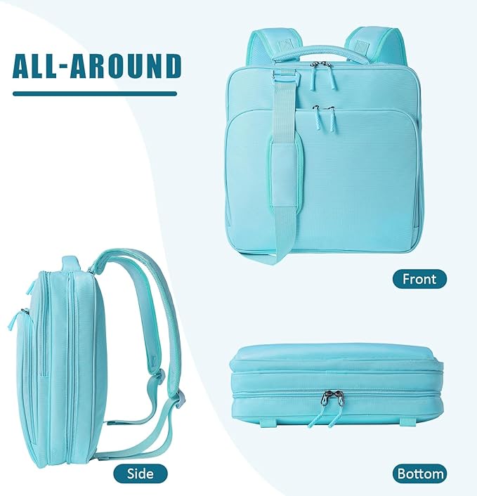 Zipper Binder, 2-inch 3-Rings with Multiple Pockets File Folder - 500 Sheet Capacity, Up to 14‘’ Laptop and Tablet, Detachable Backpack Straps & Shoulder Use for Office