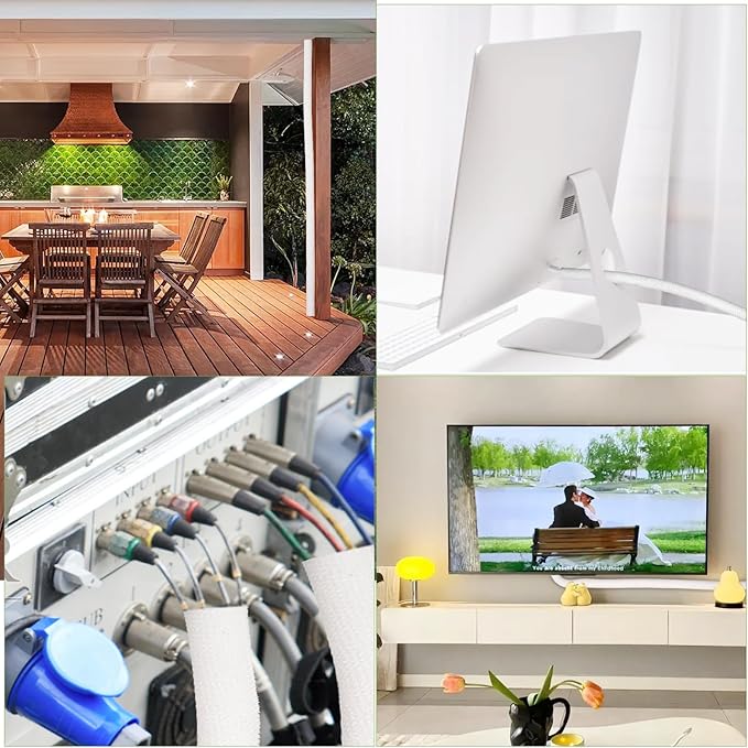 Cat Dog Cord Protectors from Pets No Chew 12ft - 1/2inch，Rabbits Cable Sleeves Cord Management Puppy Proof Covers, Wire Loom Critter Cord Charger Protector Heavy Duty Split Sleeve Automotive Tv，White