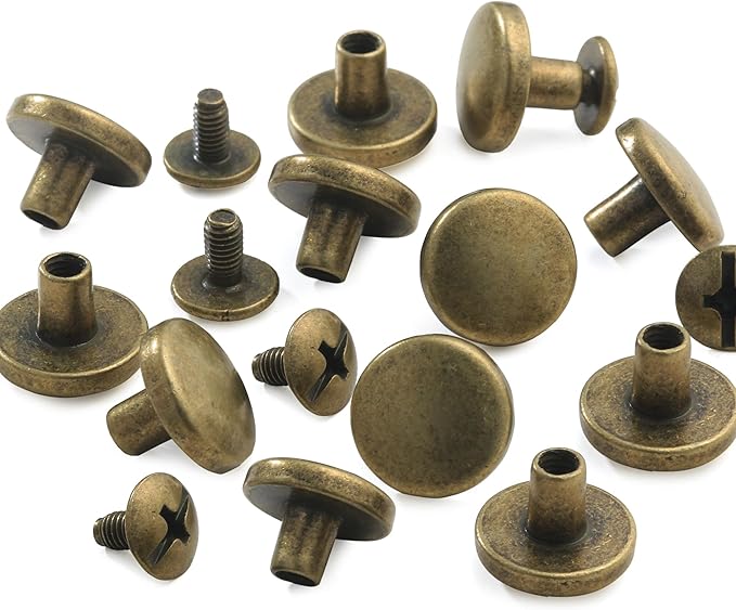 YORANYO 30Sets Chicago Screws Leather Rivets Screw Rivets Metal Studs for Clothing Chicago Binding Screws Spike and Studs for Decorate Repair Shoes Belts Bags Purse Dog Collars Leather Craft (Bronze)