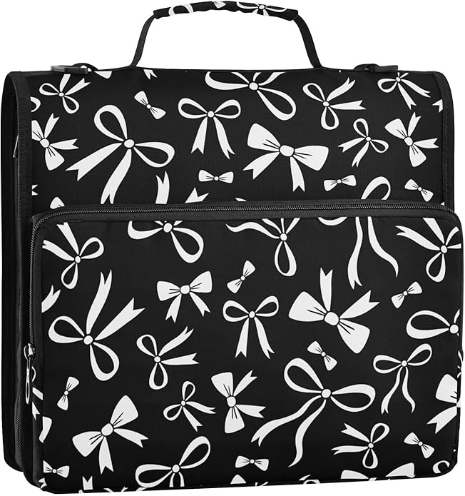 Zipper Binder Bag 3 Ring File Folder Portfolio Organizer Zippered Binder Bags with Strap Fits Laptop Women Men