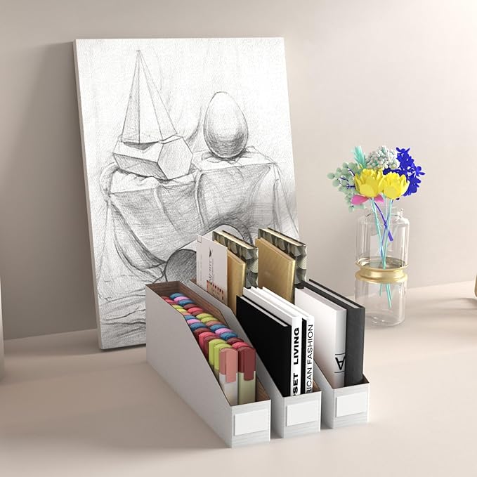 ZBEIVAN Cardboard Storage Bins Boxes 35 Packs 12x2x4.5 Inches, Easy Assembly Pantry Organizer Bins for Shelf, White