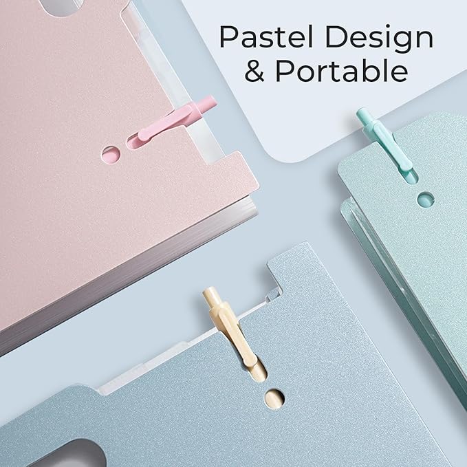 Y YOMA 2 Pack Expanding Magazine Holder with 13 Pockets | Portable Desktop Plastic Self Standing Accordion File Organizer for A4 Letter Size Document Storage Home Office School, Mint Green