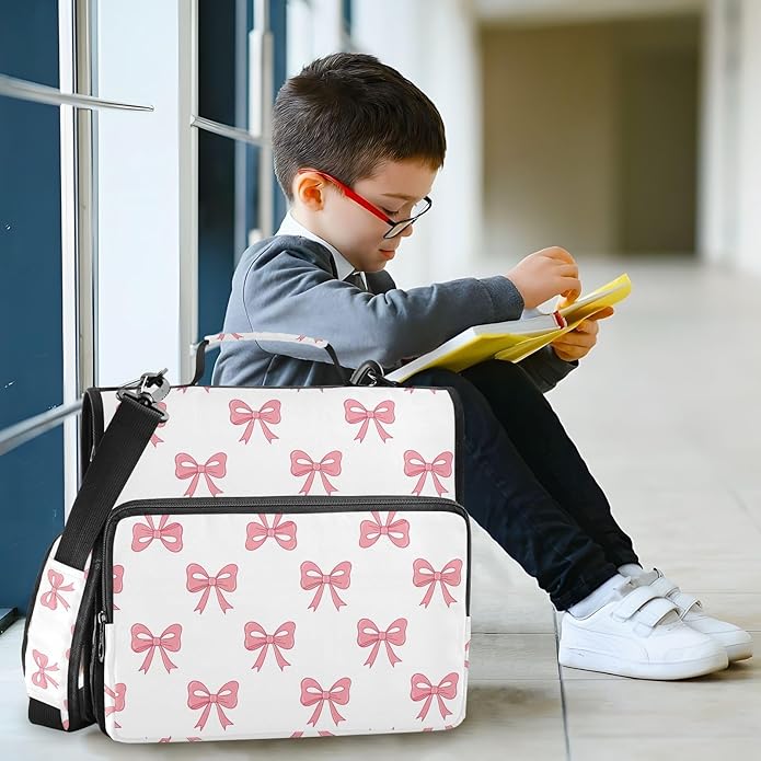 Zipper Binder Bag 3 Ring File Folder Portfolio Organizer Zippered Binder Bags with Strap Fits Laptop Women Men