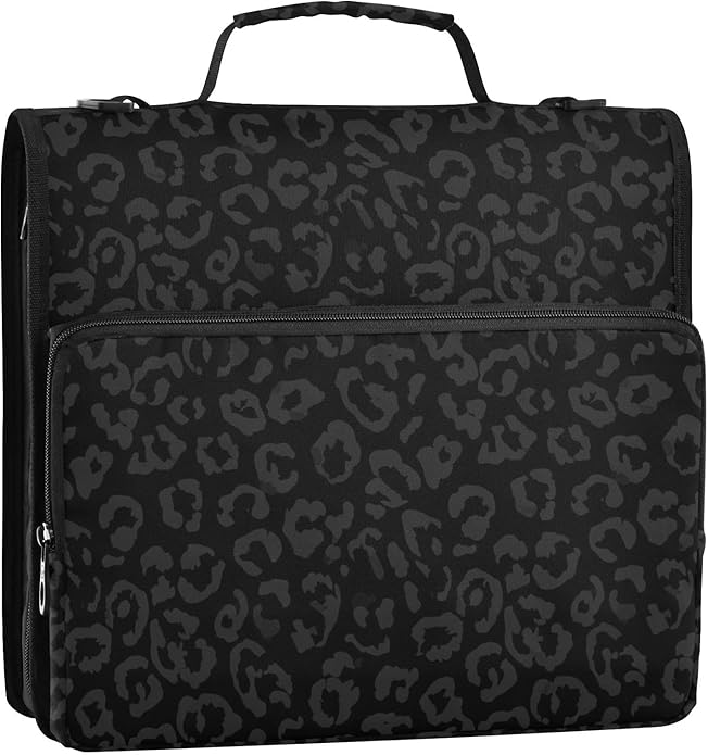 Zipper Binder Bag 3 Ring File Folder Portfolio Organizer Zippered Binder Bags with Strap Fits Laptop Women Men