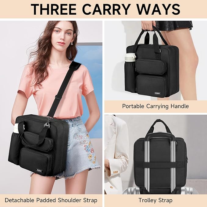 Zipper Binder 3 Ring, 700 Sheets Capacity, Binder 3 Inch with Shoulder Strap Fits 13 Inch Laptop for School and Office,Black