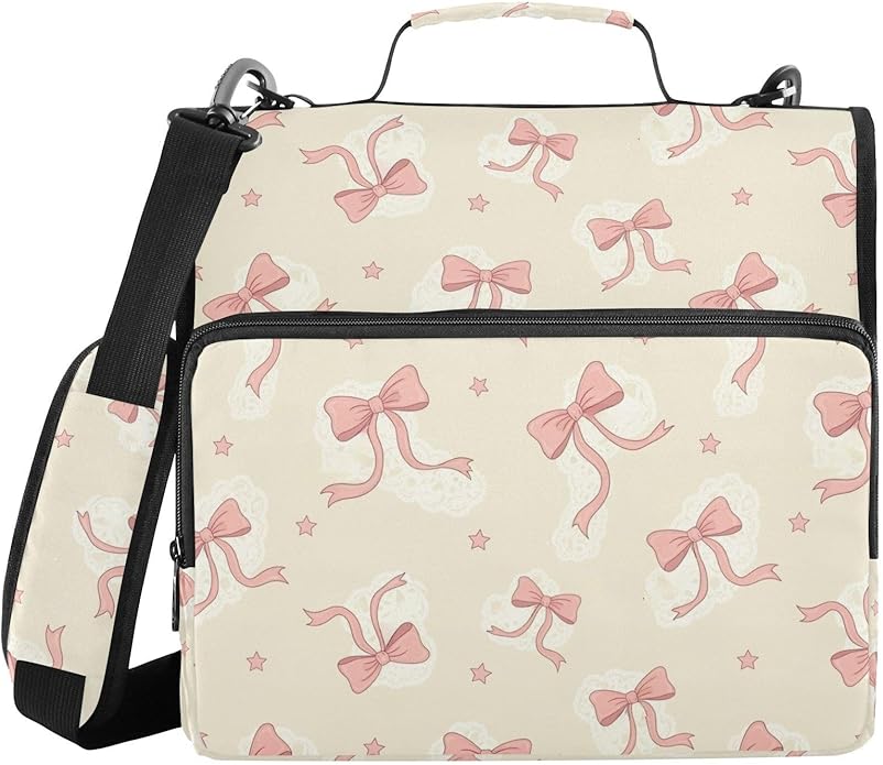 Zipper Binder Bag 3 Ring File Folder Portfolio Organizer Zippered Binder Bags with Strap Fits Laptop Women Men