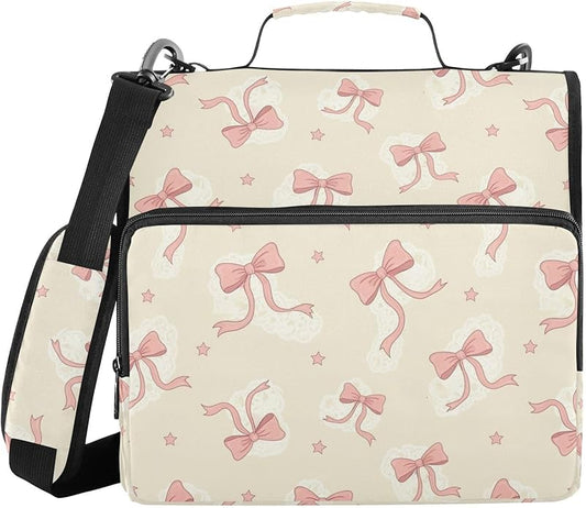 Zipper Binder Bag 3 Ring File Folder Portfolio Organizer Zippered Binder Bags with Strap Fits Laptop Women Men