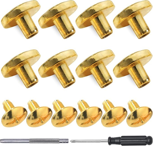 YORANYO 30Sets Chicago Screws Leather Rivets Screw Rivets Metal Studs for Clothing Chicago Binding Screws Spike and Studs for Decorate Repair Shoes Belts Bags Purse Dog Collars Leather Craft (Gold)