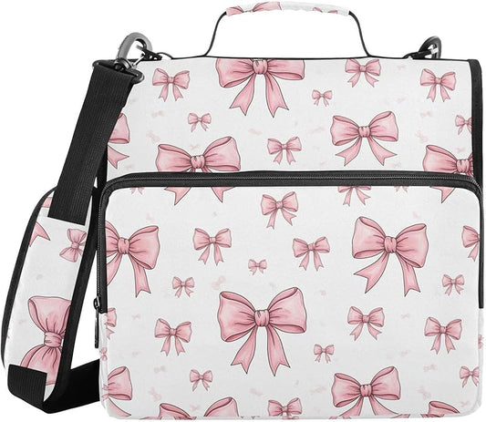 Zipper Binder Bag 3 Ring File Folder Portfolio Organizer Zippered Binder Bags with Strap Fits Laptop Women Men