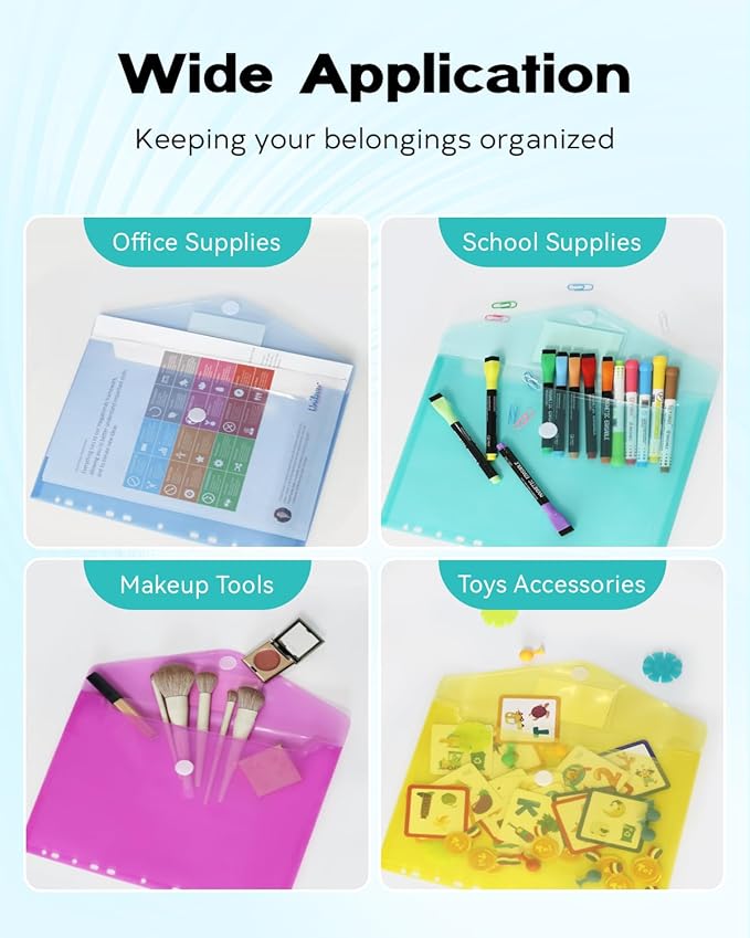 10 Pack File Folders, 11 Ring Binder Folders with Pockets, Plastic Envelopes, Clear Folder for Documents with Label, 3 Ring Binder Pocket Organizer Letter Size A4 Size