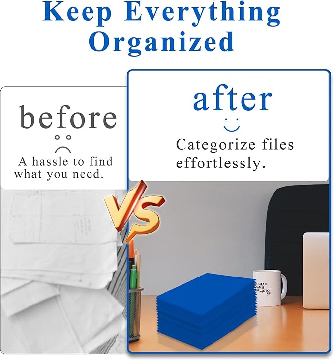 Zzrywuty File Folders with Pockets Letter Size, 100-Pack Paper Folders with Card Slot, Two Pocket Folders for School Students, Businessmen, Home and Office Workers（Blue）