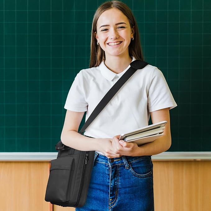 Zipper Binder 3 Ring 2 Inch with Shoulder Strap & Handle - Multi-Pocket School Binder Organizer for Middle School & Office - Holds 500 Sheets, Durable Premium Fabric - Black