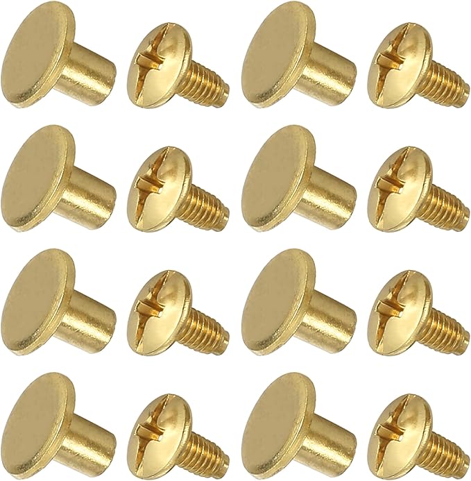YORANYO 150 Sets 8MM Chicago Screws Leather Rivets for Fabric Chicago Binding Screws Buttons Metal Studs Rivets for Decorate and Repair Belts Bags Shoes Purse Dog Collar Leather Craft (Gold)