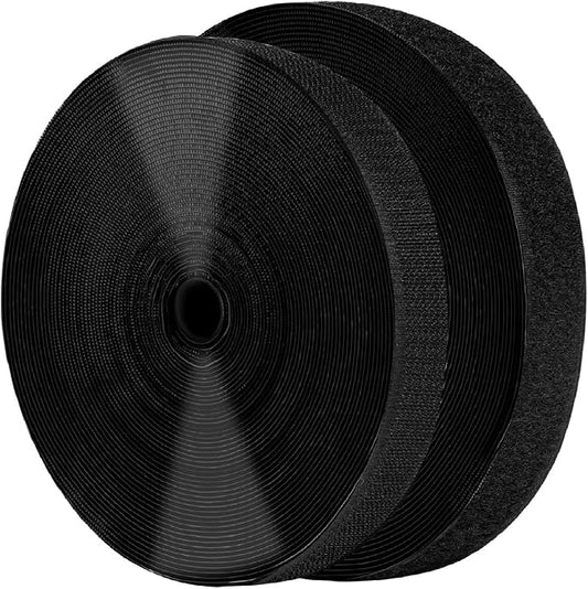 1 Inch x 82 Feet Black Self Adhesive Hook and Loop Tape Sticky Back Roll, Nylon Heavy Duty Strips with Adhesive, Multi-Function Hook Loop Tape for Crafting & Wall Hanging - Black
