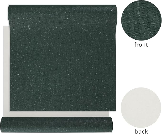 Wooqu Book Cloth, Fabric Surface and Paper Backed, Easy to Use, Strong, 17x29”, for Book Binding, Glitter Forest Green