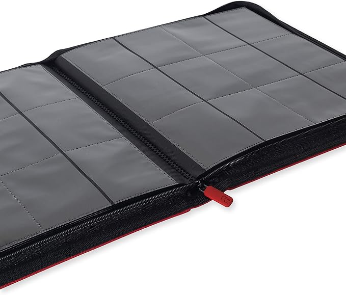 Vault X 12 XL Pocket Trading Card Zip Binder - 624 cards, Premium Exo-Tec Album Material, 26 Side-Loading Pages, Folder for Collectible Card Games, Sports, TCG (Red)