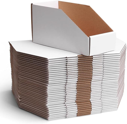 ZBEIVAN Cardboard Storage Bins Boxes 35 Packs 9.4x4x4.5 Inches, Easy Assembly Pantry Organizer Bins for Shelf, White