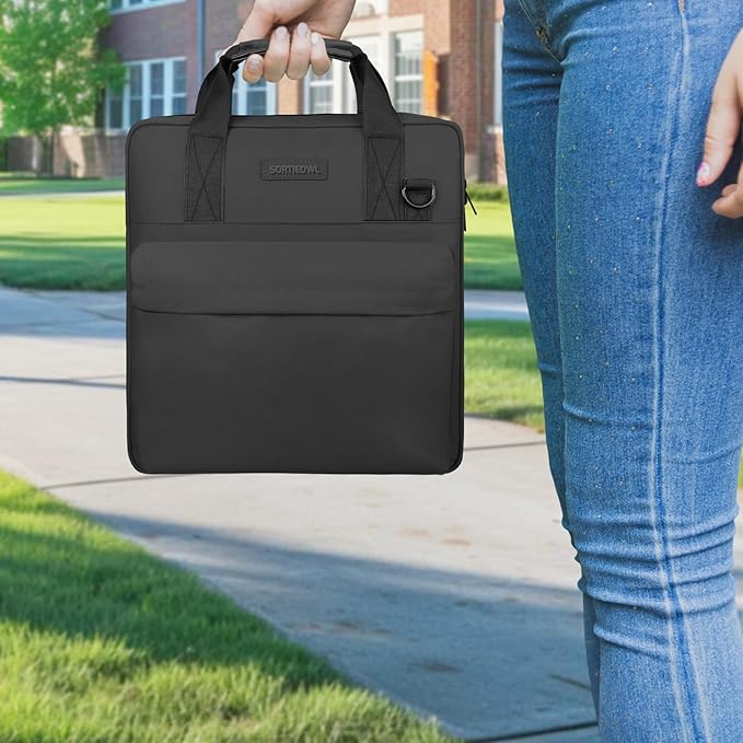 Zipper Binder 3 Ring 2 Inch with Shoulder Strap & Handle - Multi-Pocket School Binder Organizer for Middle School & Office - Holds 500 Sheets, Durable Premium Fabric - Black