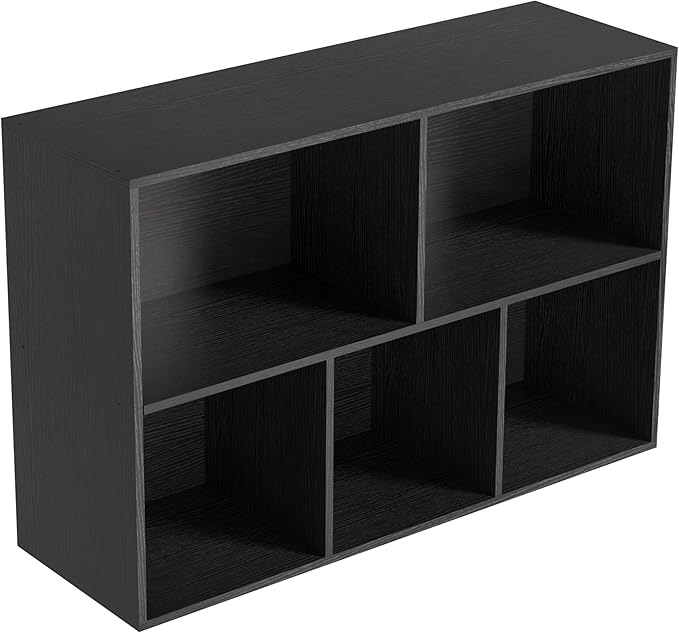 Wooden 5 Cube Storage Organizer with Closed Back Panel,White Cube Shelf Cubby Storage Organizers with Compartments for Living