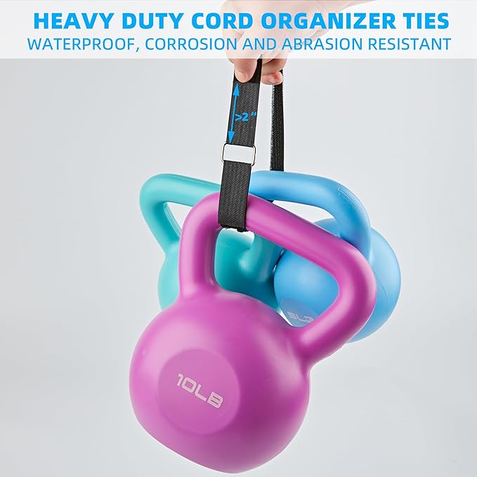 1" x 30ft Reusable Cable Straps Roll with 40 Metal Buckles Adjustable Cut-to-Length Nylon Cable Ties and Fastening Straps for Organizing and Storage Black