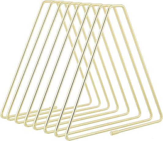 Y YOMA 1 Pack Gold File Folder Racks Triangle Magazine Holder Metal File Organizer for Desk Decorative File Sorter Display Rack for Office Home, 7 Compartments