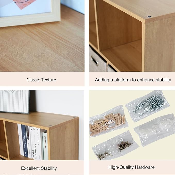 Wooden 6 Cube Storage Organizer with Closed Back Panel,White Cube Shelf Cubby Storage Organizer with Compartments for Living,Bookshelf,Storage Organizers Easy to Install (Oak, 6 Cube)