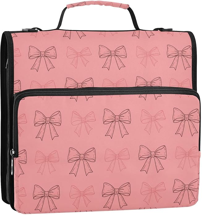 Zipper Binder Bag 3 Ring File Folder Portfolio Organizer Zippered Binder Bags with Strap Fits Laptop Women Men