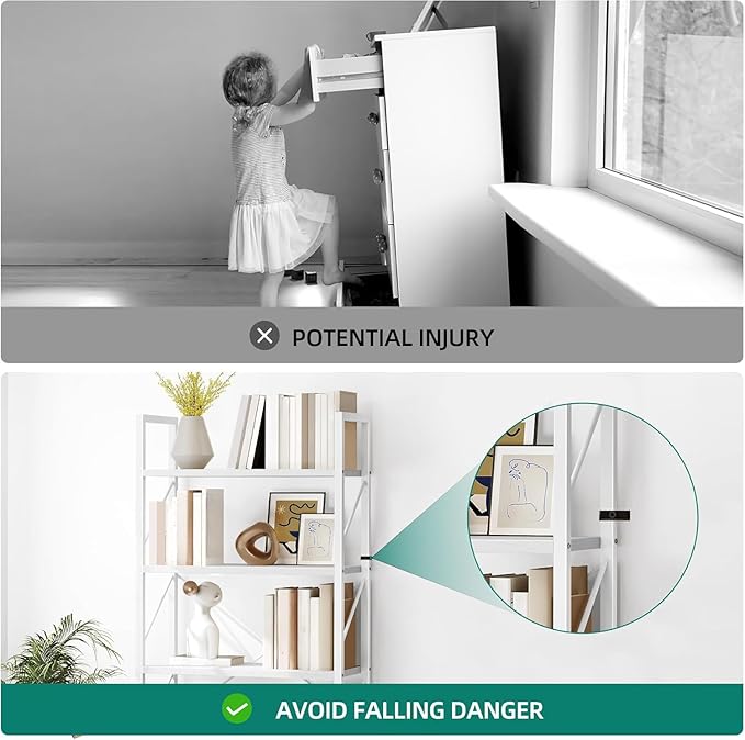 YITAHOME 5 Tiers Bookshelf, Modern White Bookcase, Book Holder Organizer, Display Storage Rack Standing Shelves for Bedroom Living Room/Home/Office, All White