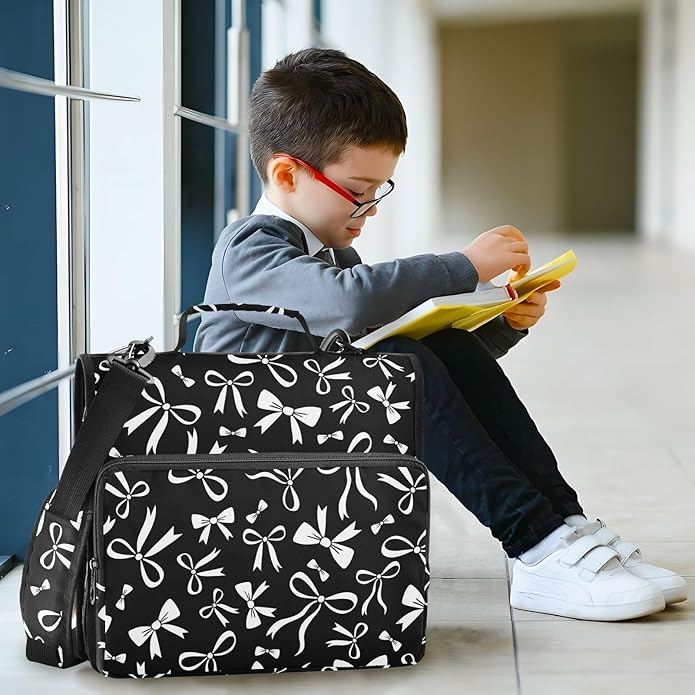 Zipper Binder Bag 3 Ring File Folder Portfolio Organizer Zippered Binder Bags with Strap Fits Laptop Women Men